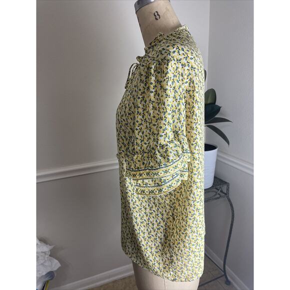 max studio, short sleeve blouse, multicolor, lemon print, large, NWT - Picture 5 of 8